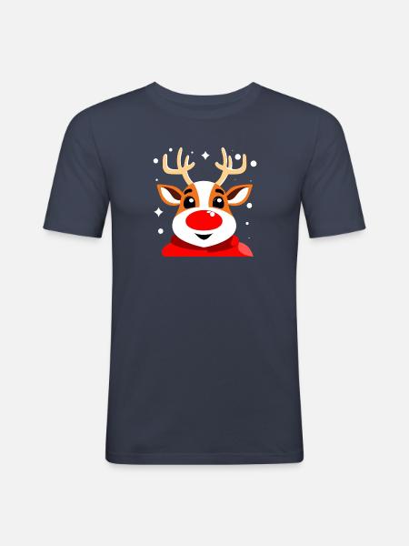 reindeer - Männer Slim Fit T-Shirt - Navy