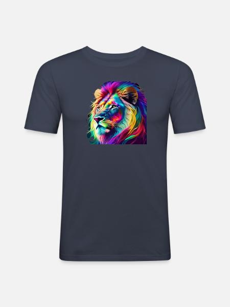 Lion Portrait - Men's Slim Fit T-Shirt - navy