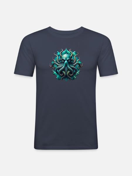 kraken - Männer Slim Fit T-Shirt - Navy