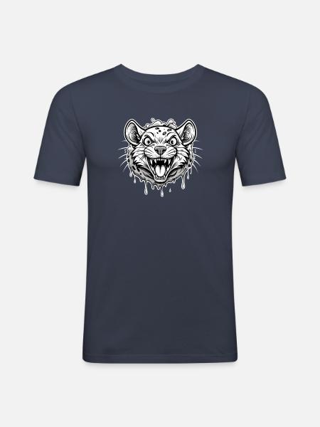 rat black and wihte - Men's Slim Fit T-Shirt - navy