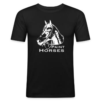 Paint Horse - Männer Slim Fit T-Shirt - Schwarz - Vorne - Nik (191cm)