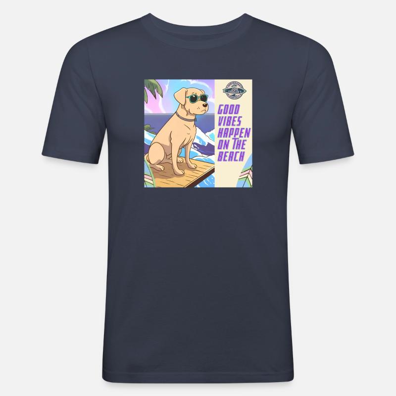 Comic-Style am beach - Männer Slim Fit T-Shirt - Navy