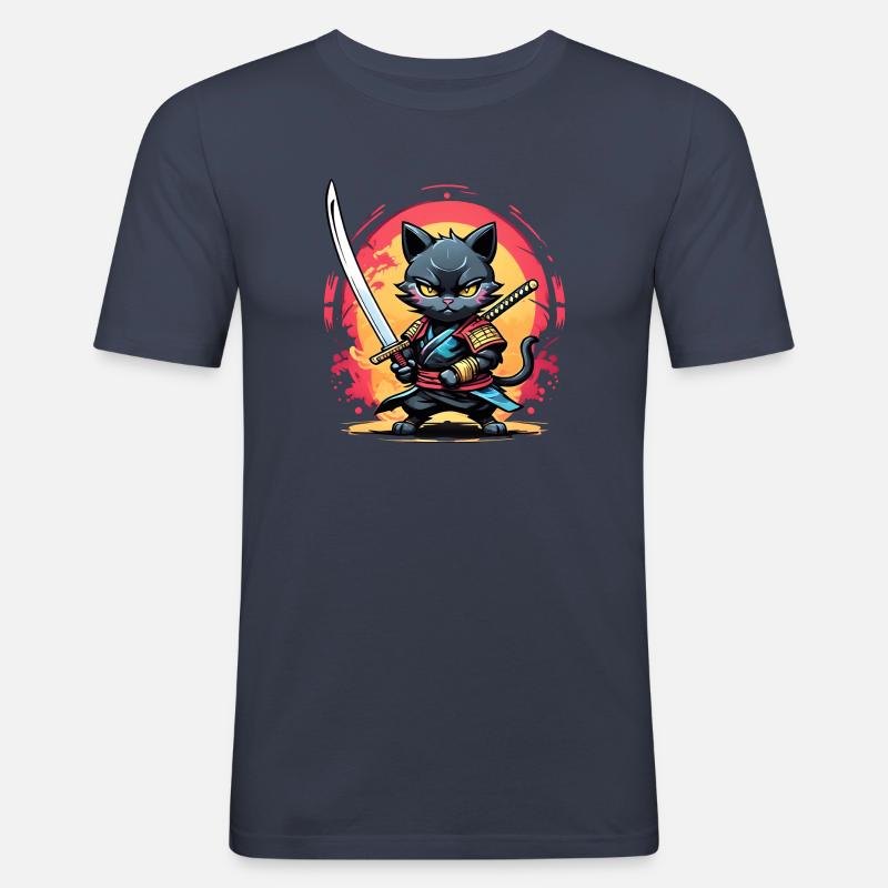 Ninja Katze #1 - Männer Slim Fit T-Shirt - Navy