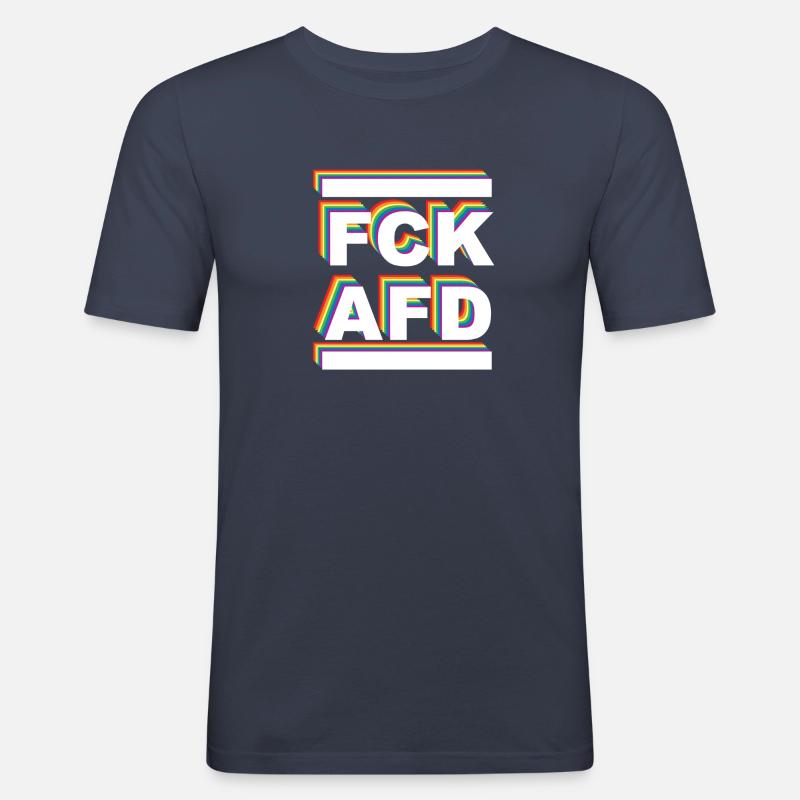 FCK AFD Rainbow - Männer Slim Fit T-Shirt - Navy