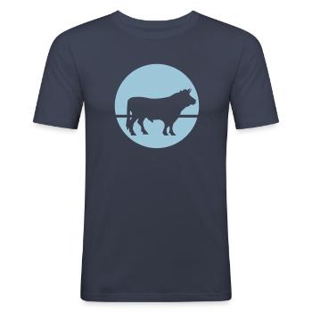 Bulle - Männer Slim Fit T-Shirt - Navy - Vorne - Nik (191cm)