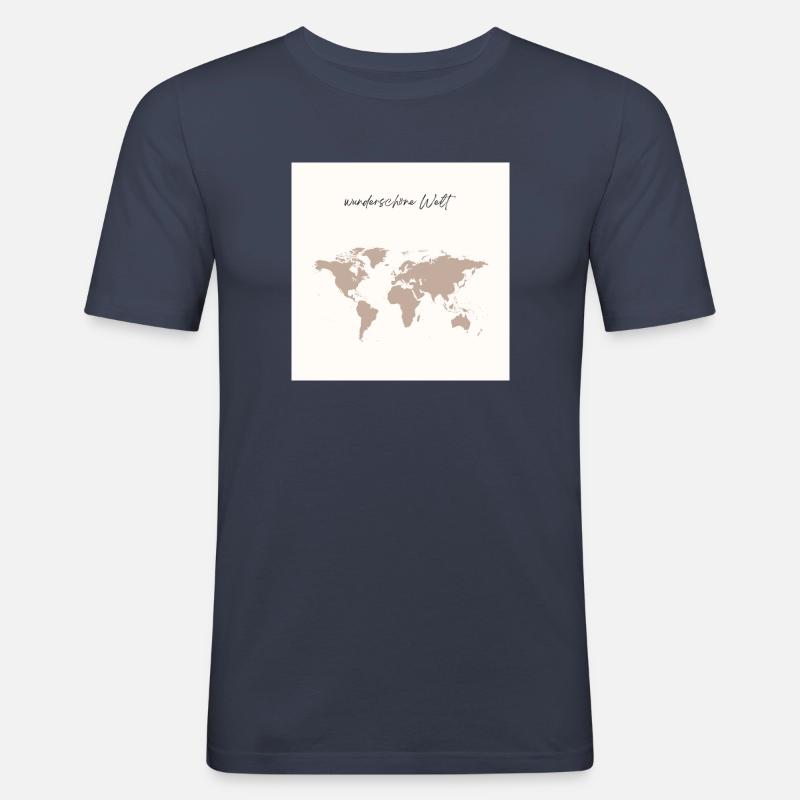 Wunderschöne Welt - Männer Slim Fit T-Shirt - Navy