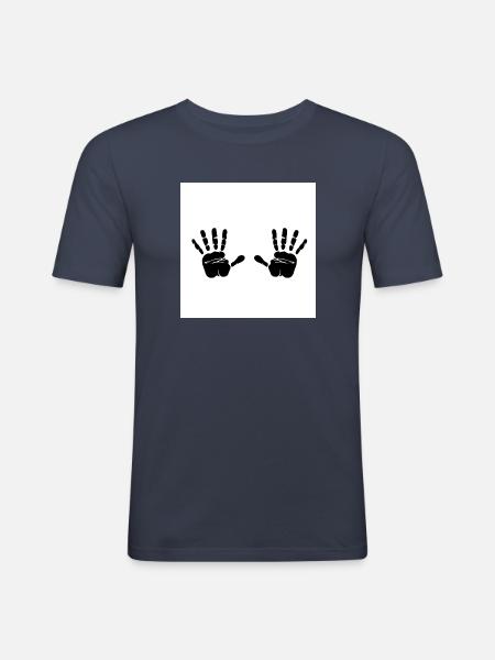 Doppel Händes - Männer Slim Fit T-Shirt - Navy