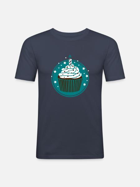 Muffin with candle - Men's Slim Fit T-Shirt - navy