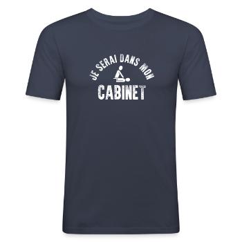 Je serai dans mon cabinet t-shirt kiné homme - T-shirt près du corps Homme - bleu marine - Devant - Nik (191cm)