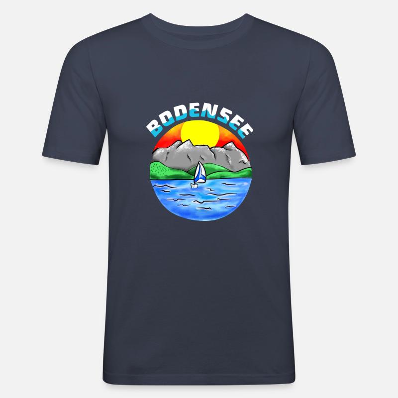 Bodensee - Männer Slim Fit T-Shirt - Navy