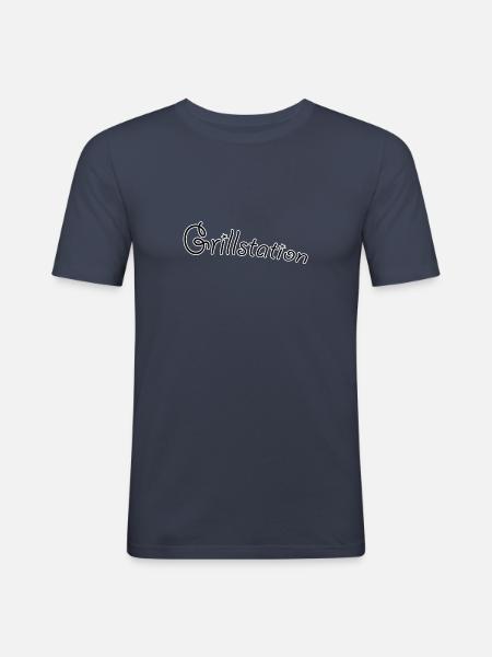 Grillstation - Männer Slim Fit T-Shirt - Navy