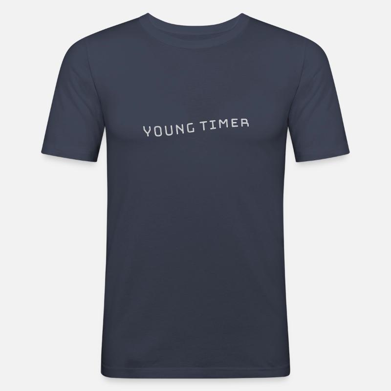 Young timer - Männer Slim Fit T-Shirt - Navy