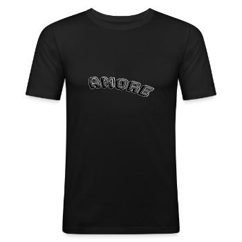 Amore - Männer Slim Fit T-Shirt - Schwarz - Vorne - Nik (191cm)