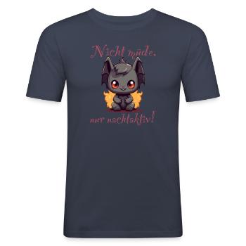 Not tired, just nocturnal! Children & Adults. - Men's Slim Fit T-Shirt - navy - Front - Nik (191cm)