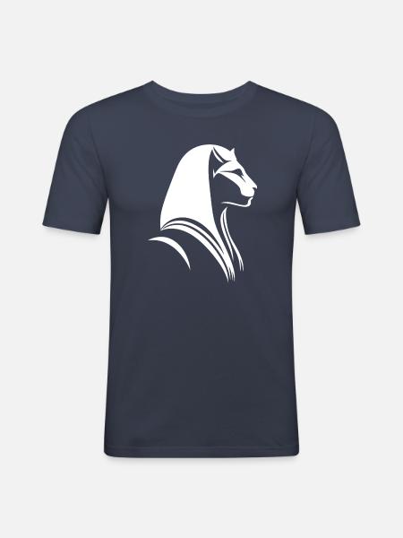 Chat Egypte Pharaon Silhouette - T-shirt près du corps Homme - bleu marine