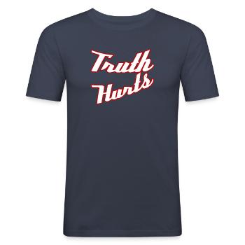 Truth huts - Männer Slim Fit T-Shirt - Navy - Vorne - Nik (191cm)