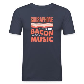 Sousaphone est le bacon de la musique Brass Marching - T-shirt près du corps Homme - bleu marine - Devant - Nik (191cm)
