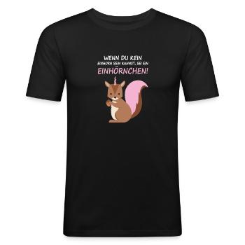 Eichhörnchen Shirt · Einhörnchen · Trend Geschenk - Männer Slim Fit T-Shirt - Schwarz - Vorne - Nik (191cm)