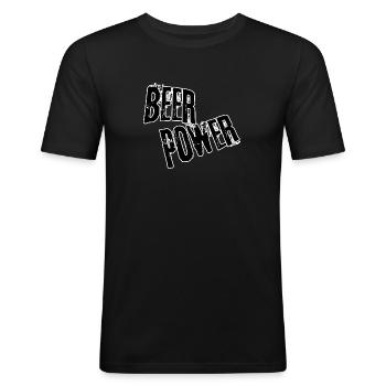 Puissance de la bière - T-shirt près du corps Homme - noir - Devant - Nik (191cm)