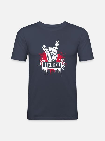 I ROCK - Männer Slim Fit T-Shirt - Navy