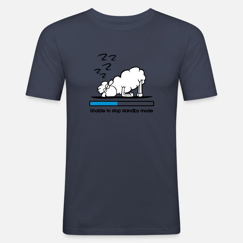 Schaf im Standby - Männer Slim Fit T-Shirt - Navy