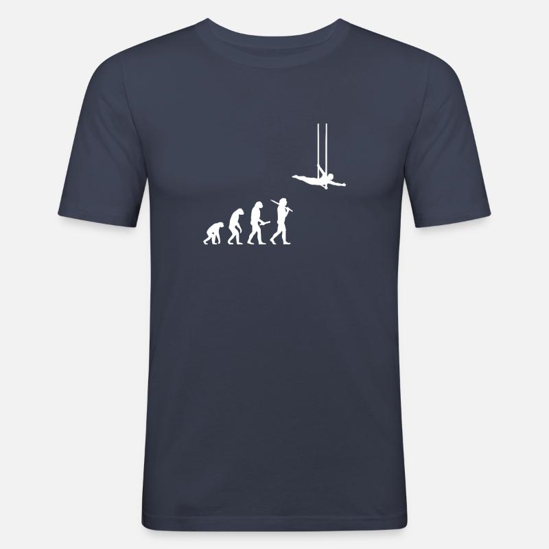 Evolution fliegendes Trapez Akrobat Geschenkidee - Männer Slim Fit T-Shirt - Navy