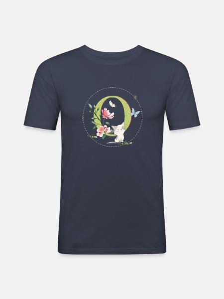 Anfangsbuchstabe O mit Katze - Männer Slim Fit T-Shirt - Navy
