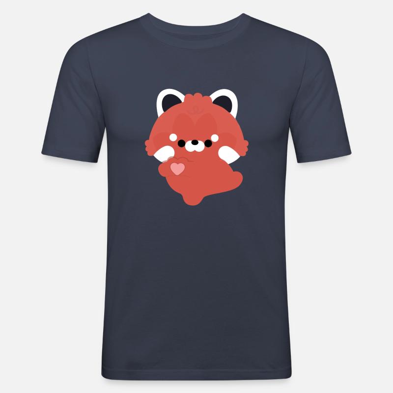 Amour Panda Rouge - T-shirt près du corps Homme - bleu marine