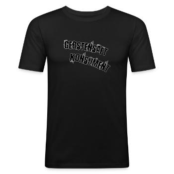 Gerstensaftkonsument - Männer Slim Fit T-Shirt - Schwarz - Vorne - Nik (191cm)