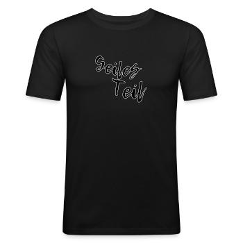 Geiles Teil - Männer Slim Fit T-Shirt - Schwarz - Vorne - Nik (191cm)