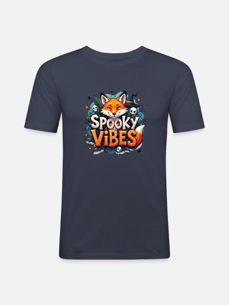 Spooky vibes with fox. - Men's Slim Fit T-Shirt - navy