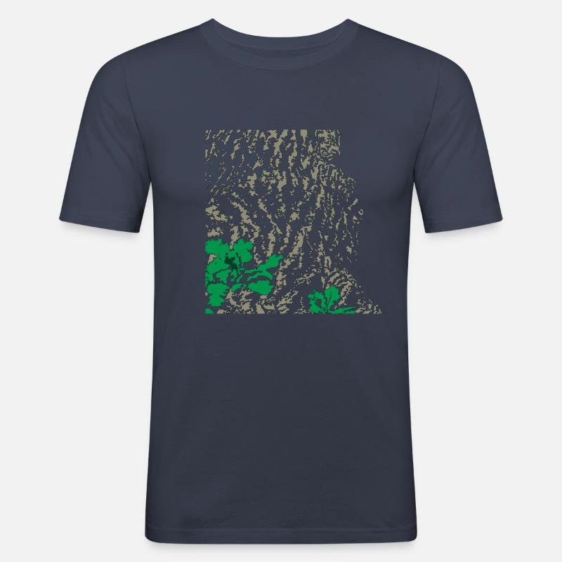 Eiche Eichenbaum Rinde - Männer Slim Fit T-Shirt - Navy