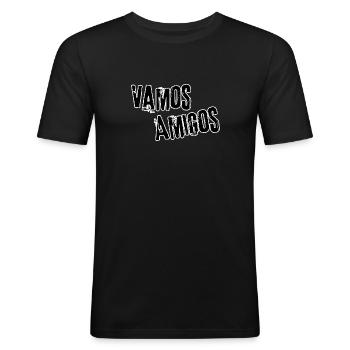 Vamos Amigos - Männer Slim Fit T-Shirt - Schwarz - Vorne - Nik (191cm)