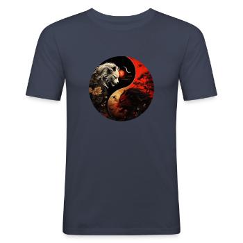 Yin Yang - Men's Slim Fit T-Shirt - navy - Front - Nik (191cm)