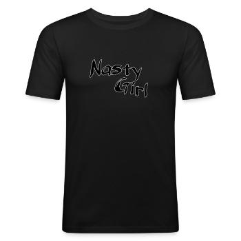 Fille méchante - T-shirt près du corps Homme - noir - Devant - Nik (191cm)