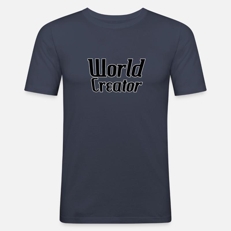 World creator - Männer Slim Fit T-Shirt - Navy