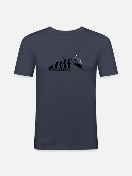evolution_taucher_c_2c - Männer Slim Fit T-Shirt - Navy