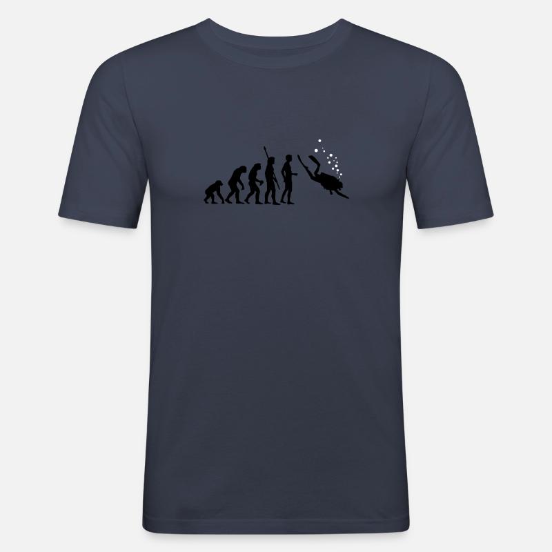 evolution_taucher_c_2c - Männer Slim Fit T-Shirt - Navy
