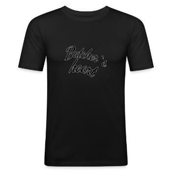Cœur de boucher - T-shirt près du corps Homme - noir - Devant - Nik (191cm)