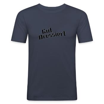 Well trained - Men's Slim Fit T-Shirt - navy - Front - Nik (191cm)
