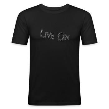 Live on - Men's Slim Fit T-Shirt - black - Front - Nik (191cm)