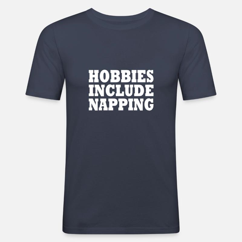 Hobbies include napping - Men's Slim Fit T-Shirt - navy