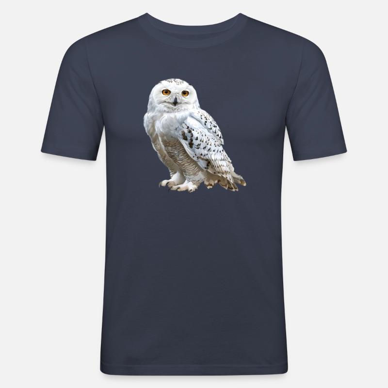 Schnee-Eule - Männer Slim Fit T-Shirt - Navy