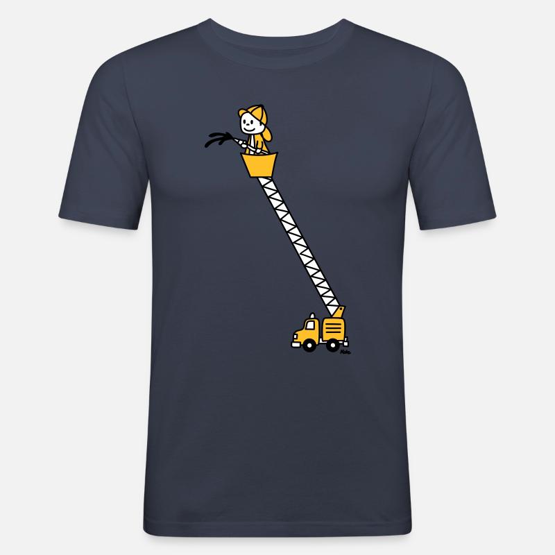 Feuerwehrmann mit Feuerwehrauto (c) - Männer Slim Fit T-Shirt - Navy