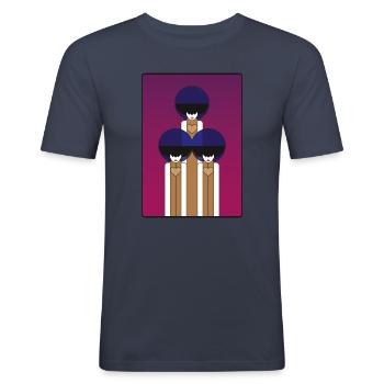 Funky Art Nouveau Filles - T-shirt près du corps Homme - bleu marine - Devant - Nik (191cm)