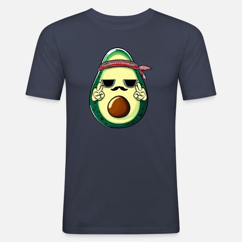 Hippie Avocado mit Bart - Männer Slim Fit T-Shirt - Navy