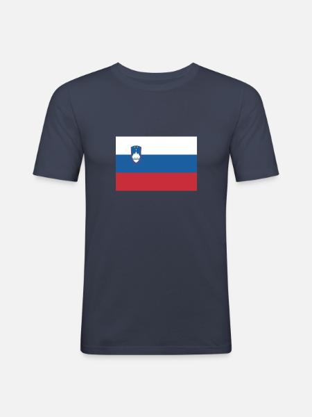Sloveniens flag, Sloveniens flag, Slovenien - Herre Slim Fit T-Shirt - marineblå