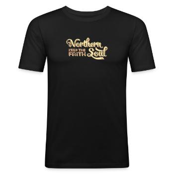 Impression de Northern Soul / Keep The Faith - T-shirt près du corps Homme - noir - Devant - Nik (191cm)