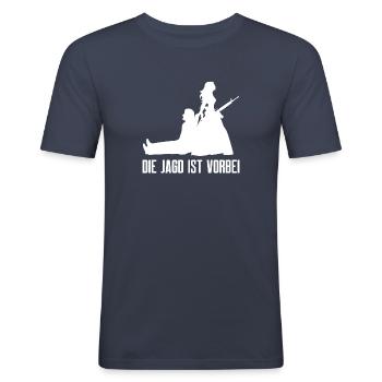 Die Jagd ist vorbei Braut Shirt Hochzeit Verlobung - Männer Slim Fit T-Shirt - Navy - Vorne - Nik (191cm)