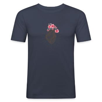 Anatomisches Herz der Frauen Retro Design Menschliches Herz - Männer Slim Fit T-Shirt - Navy - Vorne - Nik (191cm)